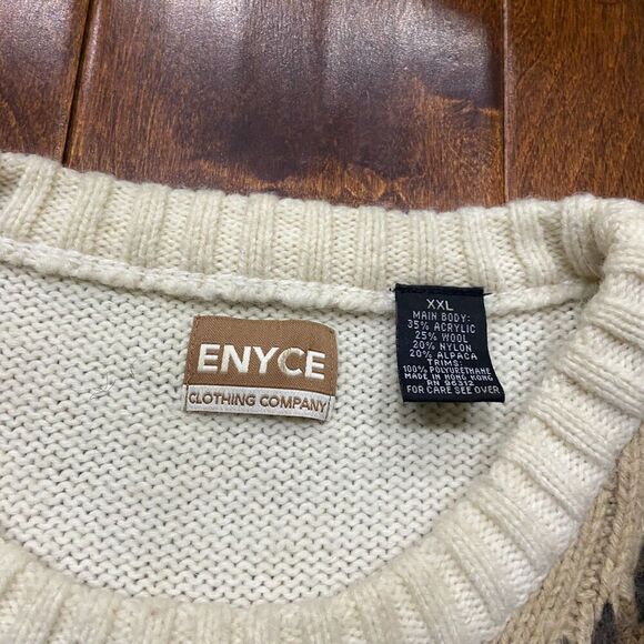 Enyce Vintage Y2K Casual Crewneck Wool Acrylic Cream Sweater Men's Size XXL - Picture 5 of 7